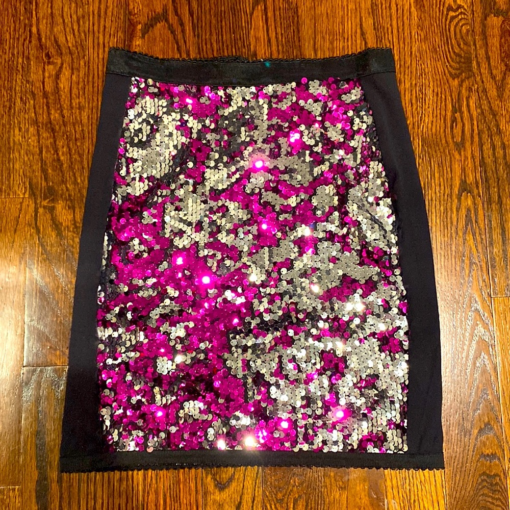 Pink sequin mini skirt